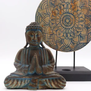 Feng Shui Buddha-set med blommandala i blått trä - produktbild 2