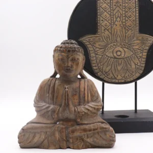 Feng Shui Buddha-set med Hamsa i grått trä - produktbild 2