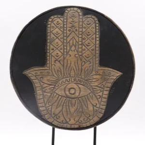 Feng Shui Buddha-set med Hamsa i grått trä - produktbild 7