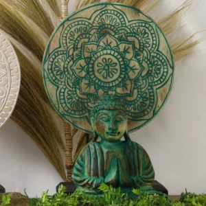 Feng Shui Buddha-set med mandala i grön färg - produktbild 3