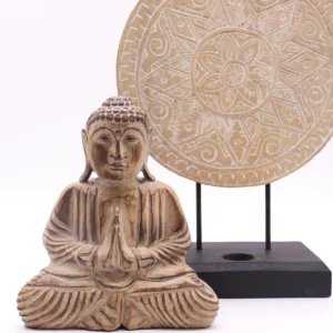 Feng Shui Buddha-set med mandala i naturligt trä - produktbild 4