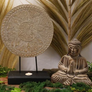 Feng Shui Buddha-set med mandala i naturligt trä - produktbild 6