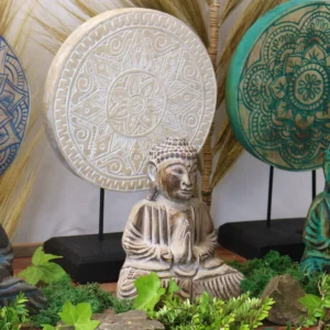 Feng Shui Buddha-set med mandala i naturligt trä - produktbild 7