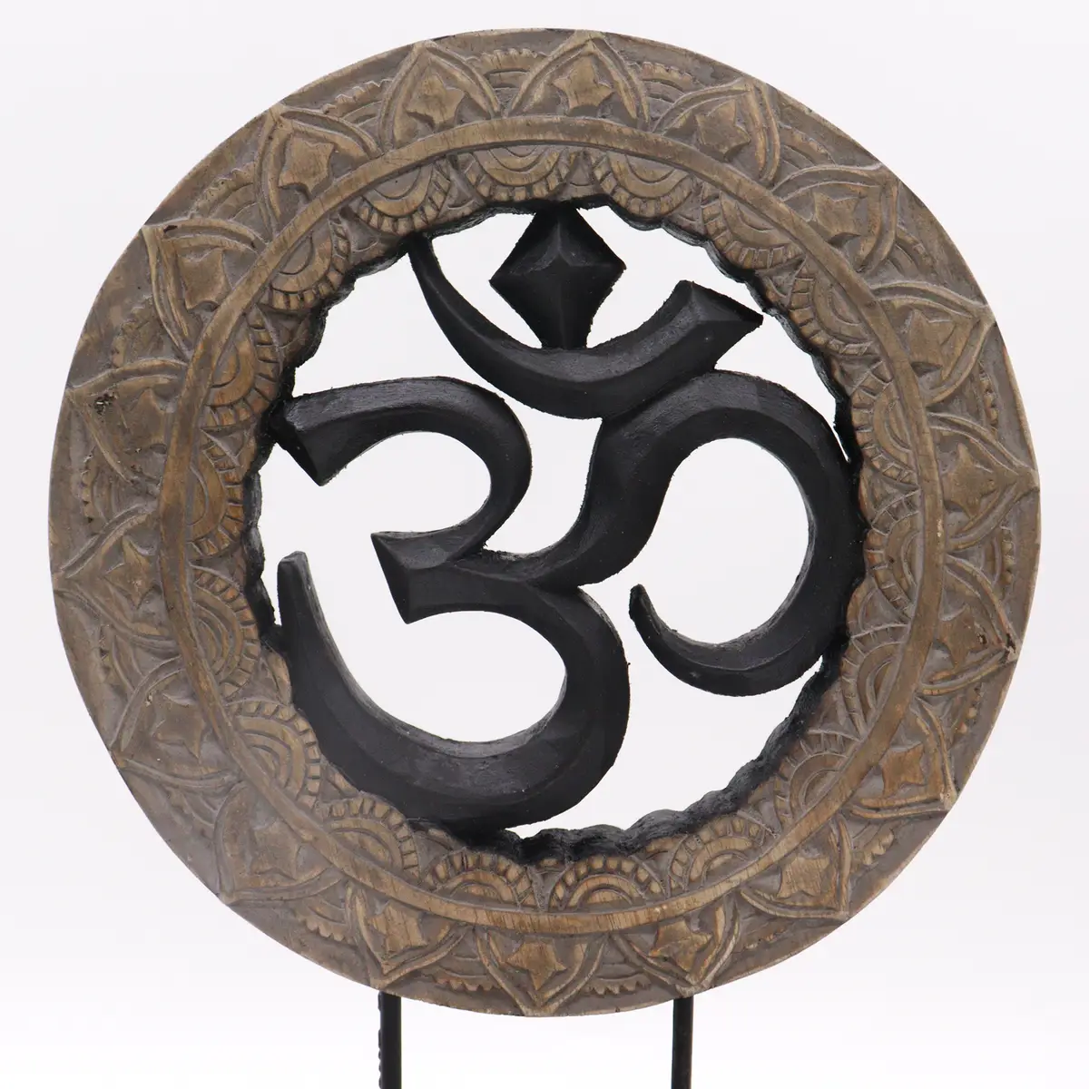 Feng Shui Buddha-set med Om-symbol i grått och svart - produktbild 2