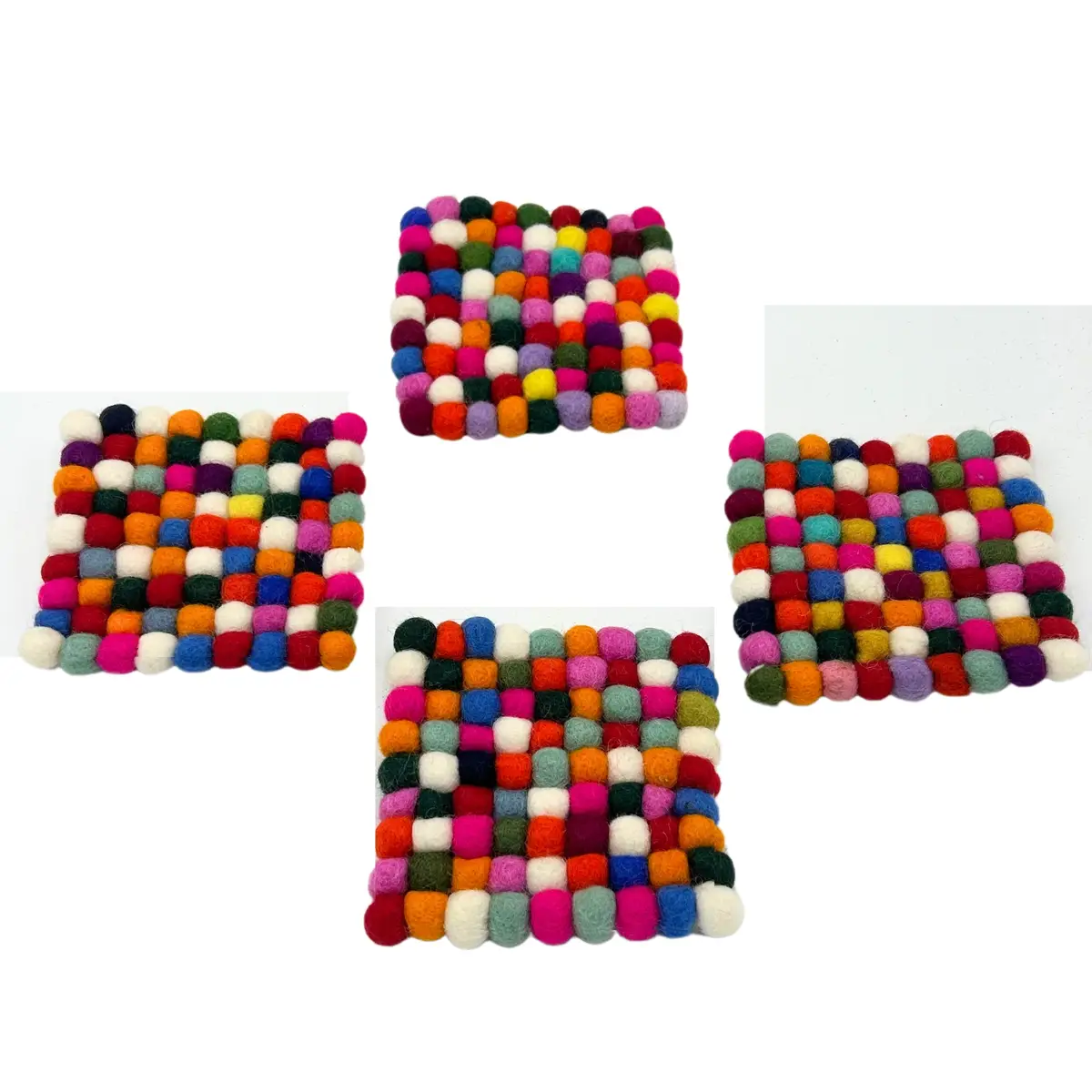 Filtunderlägg i bollform, fyrkantiga 10 cm, flerfärgade, set om 4 - produktbild 2