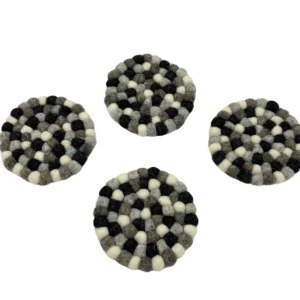 Filtunderlägg runda 10 cm gråmelerade, 4-pack - produktbild 3