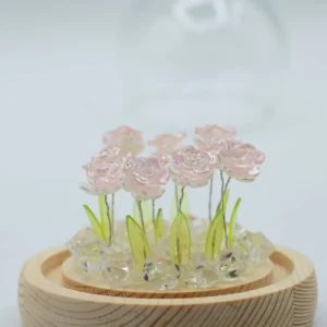 Floral Glow Trädgårdskupol med 10 rosa rosor och LED USB-belysning - produktbild 4