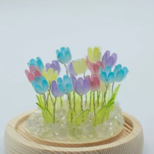 Floral Glow Trädgårdskupol med 20 tulpaner i flera färger och LED USB-belysning - produktbild 4