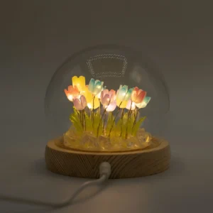 Floral Glow Trädgårdskupol med 20 tulpaner i flera färger och LED USB-belysning - produktbild 6