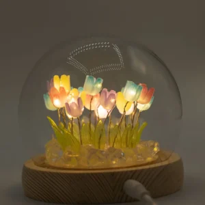 Floral Glow Trädgårdskupol med 20 tulpaner i flera färger och LED USB-belysning - produktbild 7
