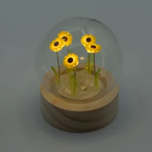 Floral Glow Trädgårdskupol med 5 solrosor och LED-batteri - produktbild 3