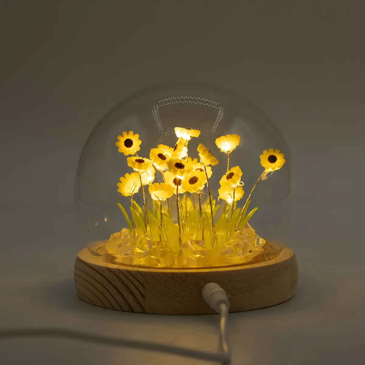 Floral Glow Trädgårdskupol med solrosor och LED USB - produktbild 5
