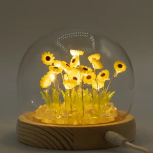 Floral Glow Trädgårdskupol med solrosor och LED USB - produktbild 6