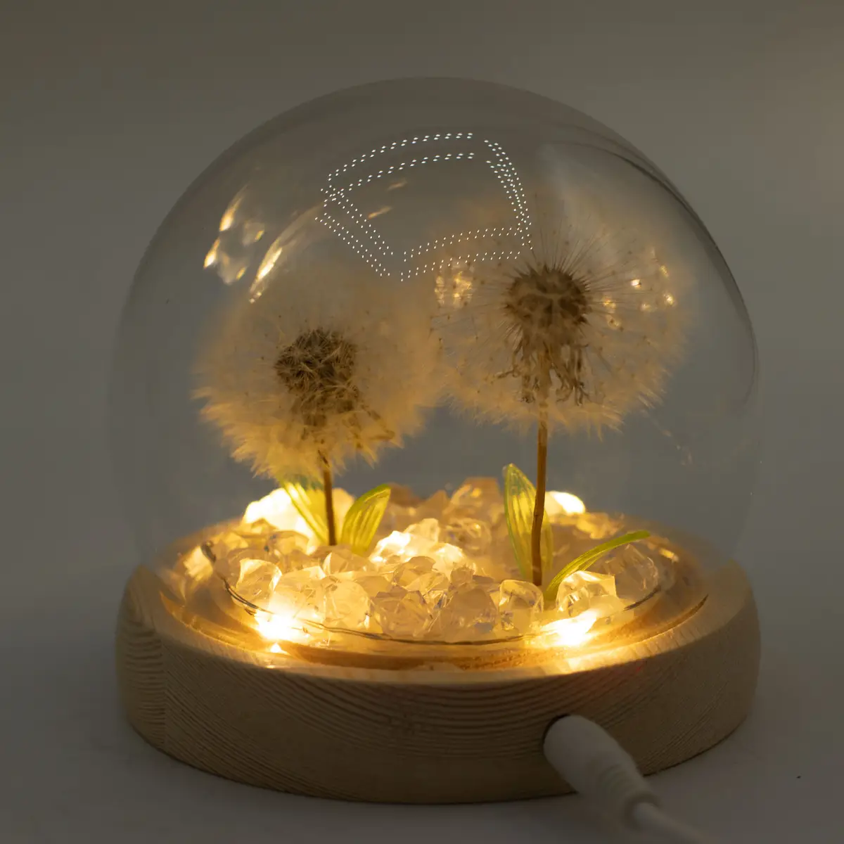 Floral Glow Trädgårdskupol med två maskrosor och LED USB - produktbild 6