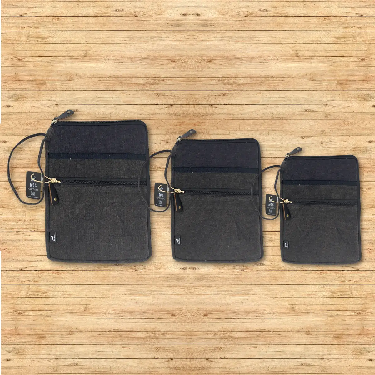 Fodral för surfplatta i stonewash bomull 21x29 cm kolgrå - produktbild 3