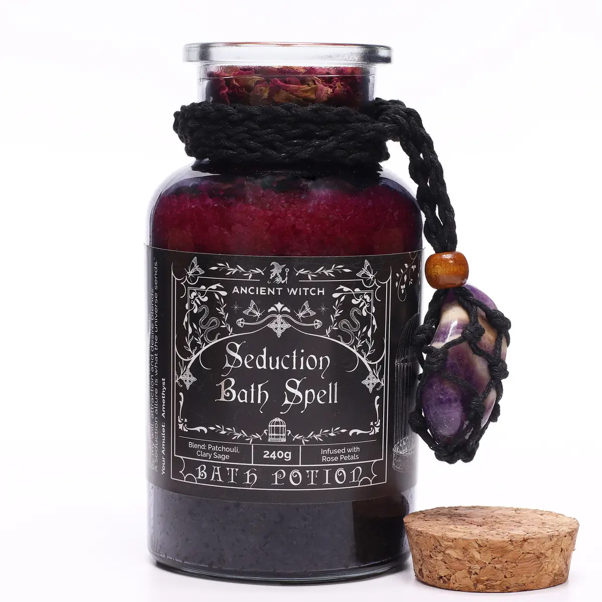 Forntida häxbad med förförelsebadpotion och ametistkristall - produktbild 3