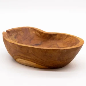 Fruktskål i rå teakträ 31x22x8 cm - produktbild 2