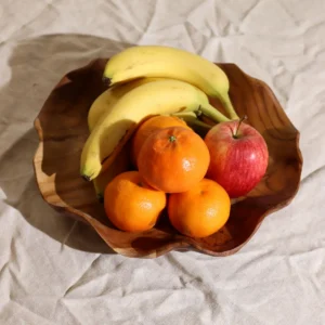 Fruktskål i teakträ rund 28x5,5 cm - produktbild 2