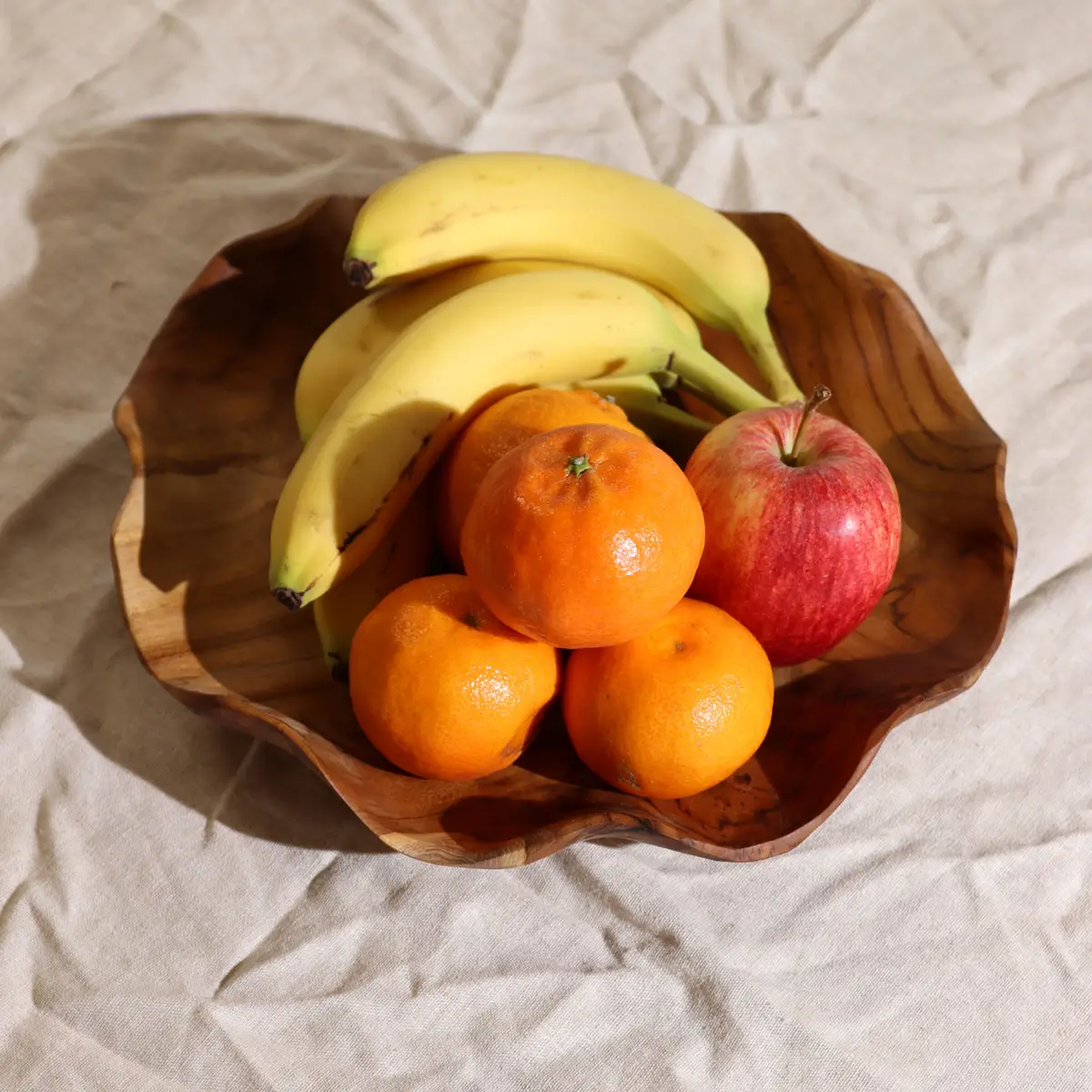 Fruktskål i teakträ rund 28x5,5 cm - produktbild 2