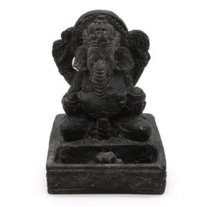 Svart antik sten rökelsehållare med Ganesh-figur