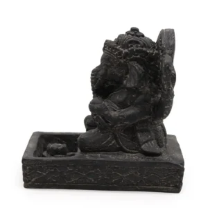 Ganesh rökelsehållare i svart antik sten - produktbild 3