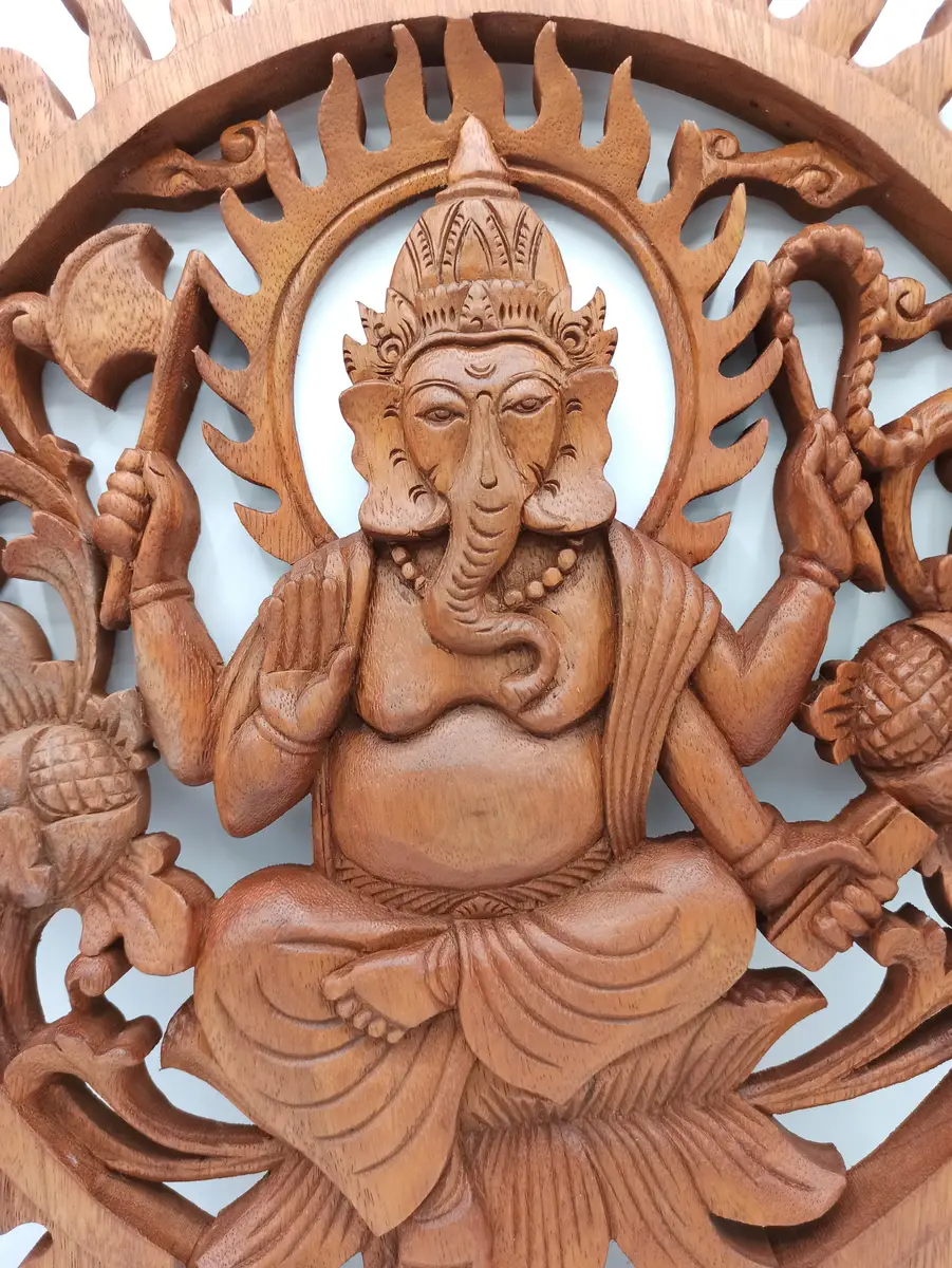 Ganesh träpanel 40 cm - produktbild 2