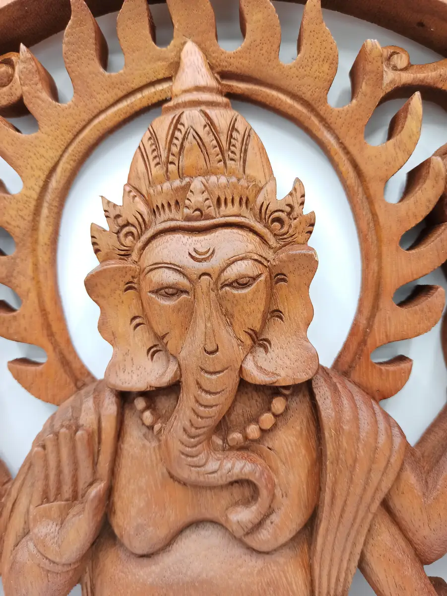 Ganesh träpanel 40 cm - produktbild 3