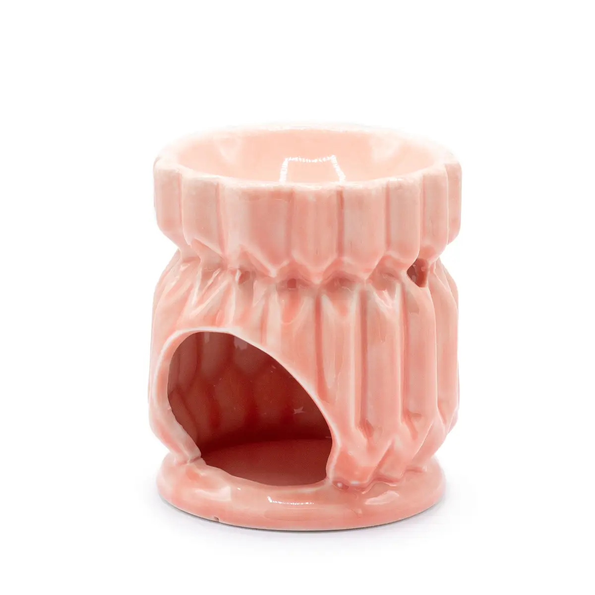 Geometrisk oljebrännare i rosa keramik - produktbild 2