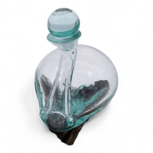 Glasdekantör i form av anka på trä med glaspropp 19 cm - produktbild 3