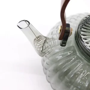 Glaskanna med infuser för te 950 ml i kolgrått med räfflad design - produktbild 2
