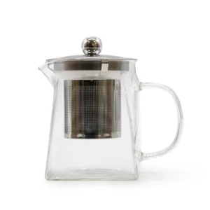 Glaskanna med infuser i rostfritt stål och tornform, 350 ml