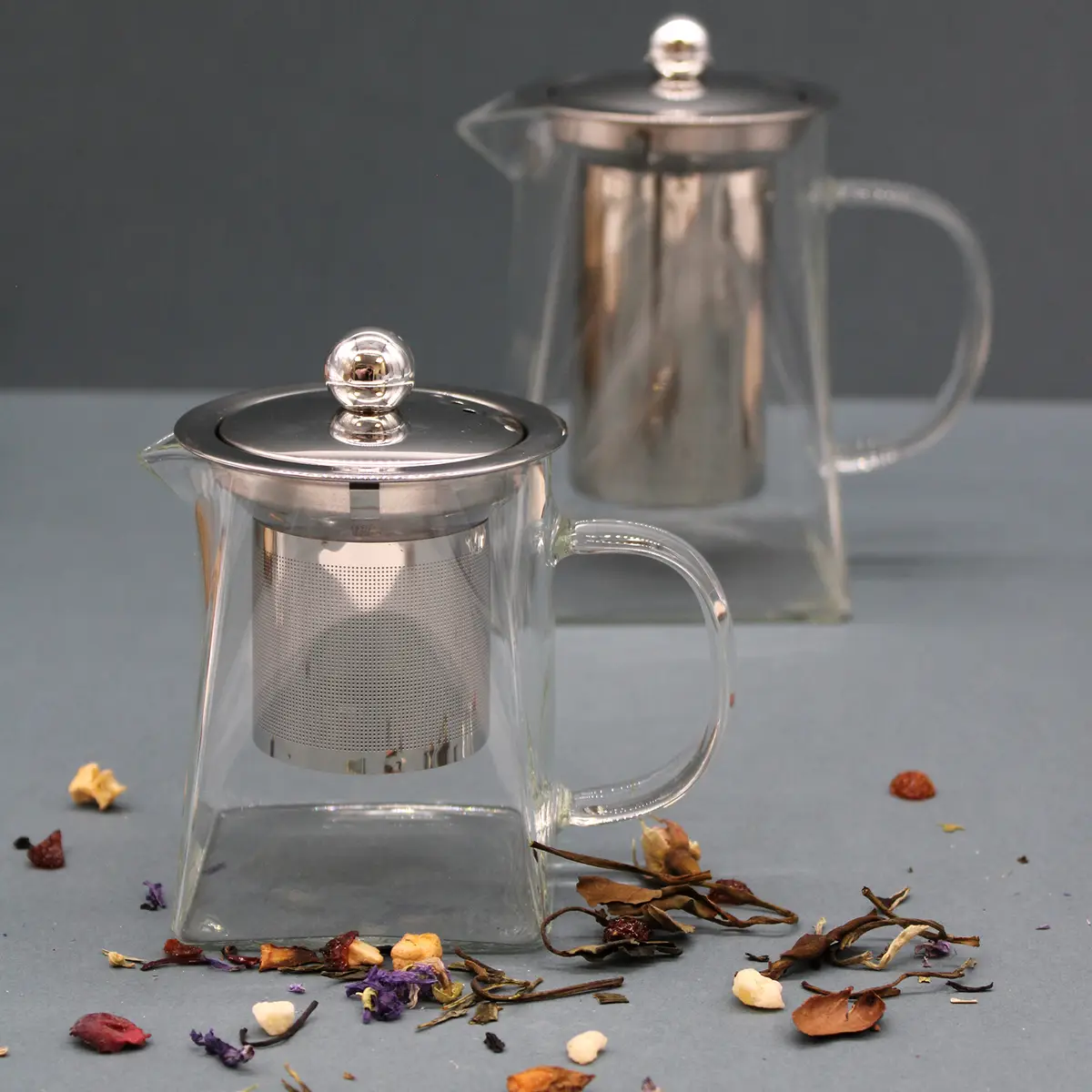 Glaskanna med infuser för te i tornform 350 ml - produktbild 2