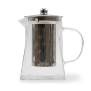 Glaskanna med rostfri infuser i tornform och handtag