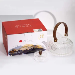 Glaskanna med infuser för te, klar med räfflad design, 850 ml - produktbild 4
