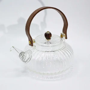 Glaskanna med infuser för te, klar med räfflad design, 850 ml - produktbild 5