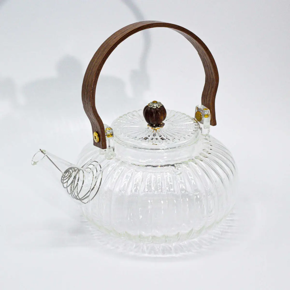 Glaskanna med infuser för te, klar med räfflad design, 850 ml - produktbild 5