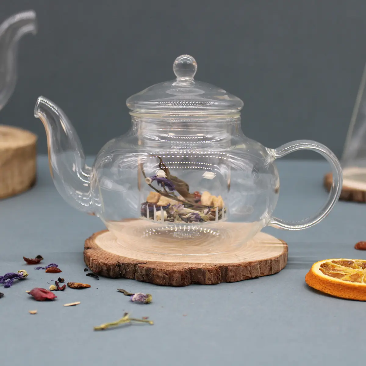 Glaskanna med infuser för te rund pärla 400 ml - produktbild 2