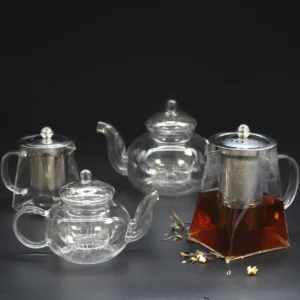 Glaskanna med infuser för te rund pärlemor 400 ml - produktbild 3