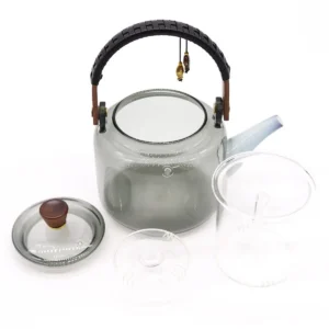 Glaskanna med infuser och ångsystem i kolgrått, 1000 ml - produktbild 2