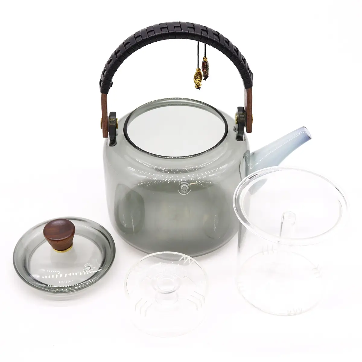 Glaskanna med infuser och ångsystem i kolgrått, 1000 ml - produktbild 2