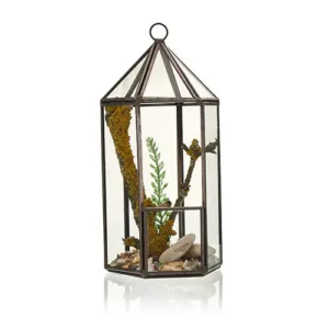 Glasterrarium i lykta form med järnram - produktbild 3