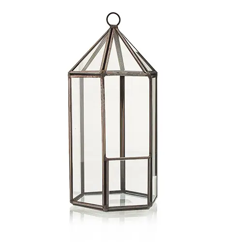 Glasterrarium i lykta form med järnram - produktbild 4