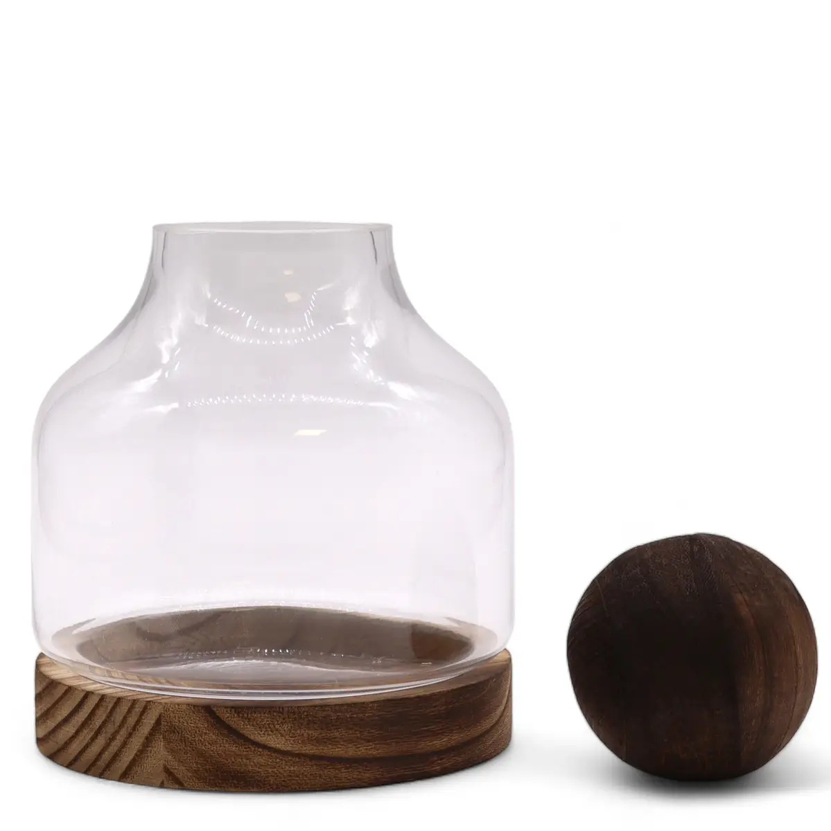 Glasterrarium med rund topp på mörkt trästativ 17x22 cm - produktbild 4