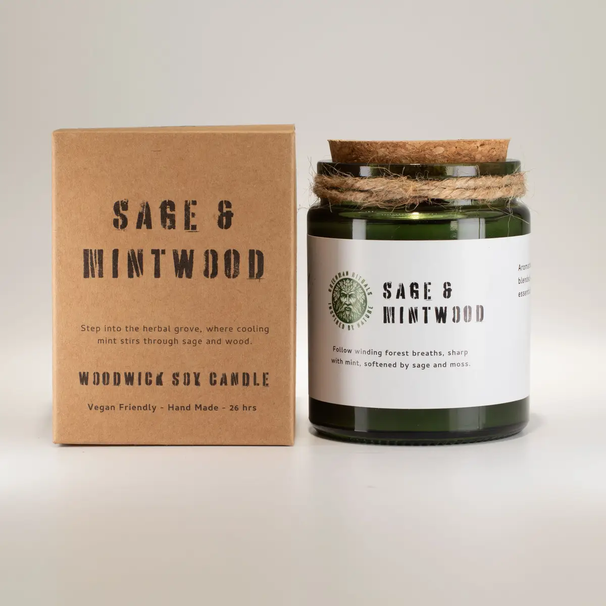 Greenman Woodwick Sojljus med doft av salvia och mynta - produktbild 2