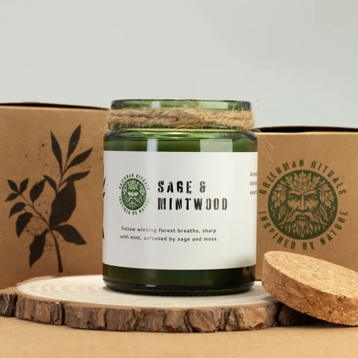 Greenman Woodwick Sojljus med doft av salvia och mynta - produktbild 5