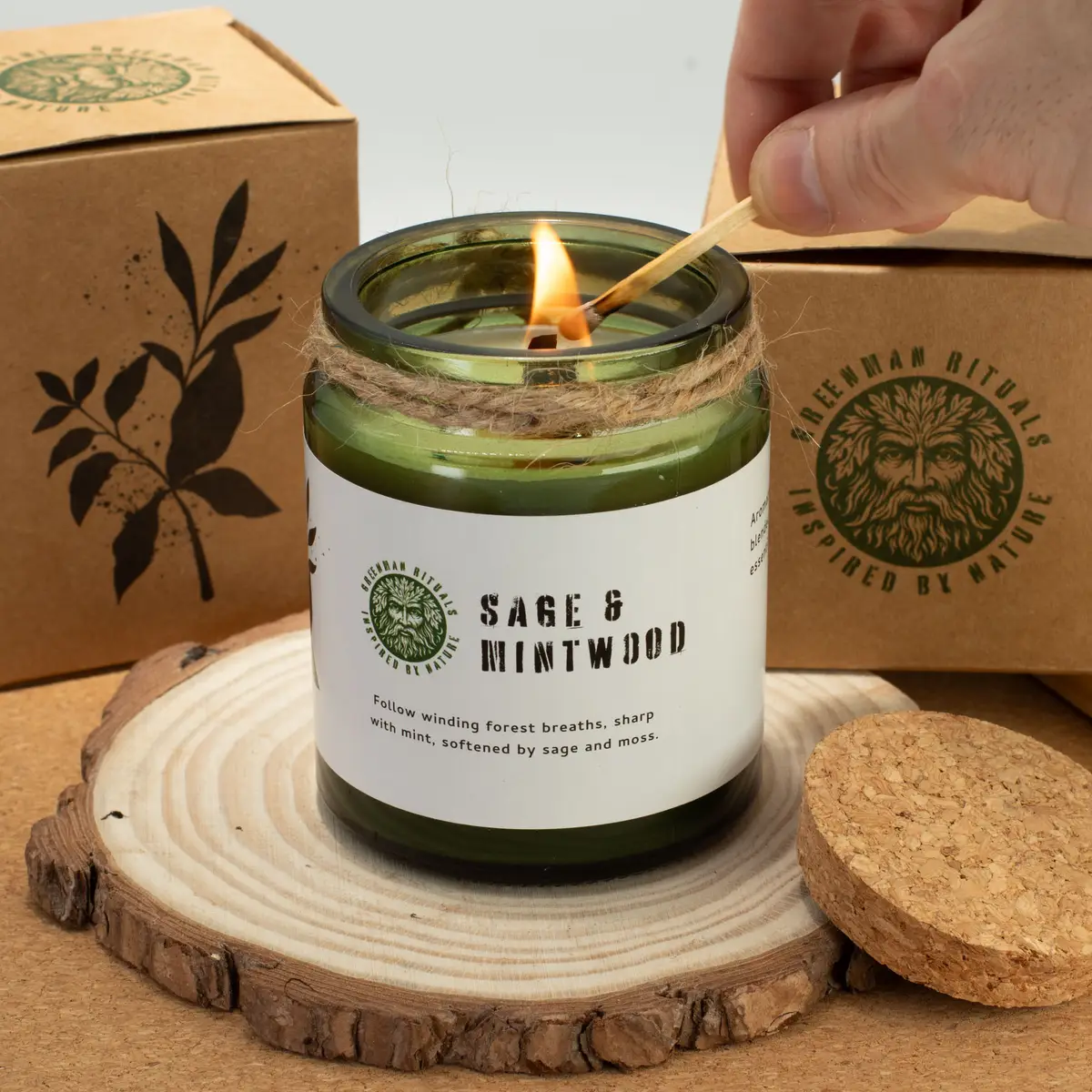 Greenman Woodwick Sojljus med doft av salvia och mynta - produktbild 7