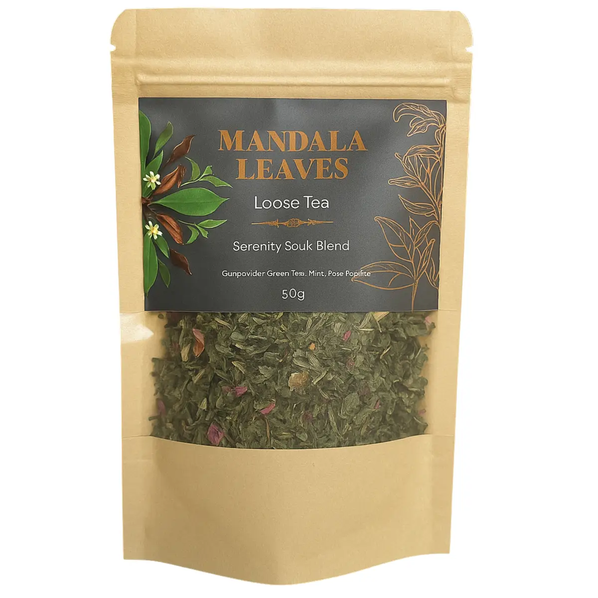 Grönt te med mynta och blomblad 50g - produktbild 4