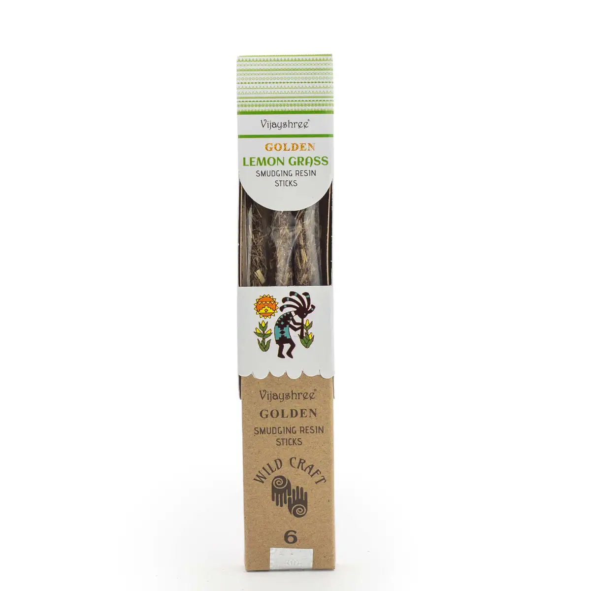 Förpackning med gyllene lemongrass rökelsepinnar av hartz