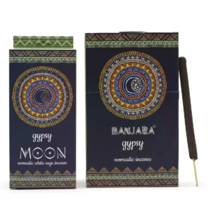 Förpackning och rökelsesticka Gypsy Nomadic Moon med dekorativ månmönster