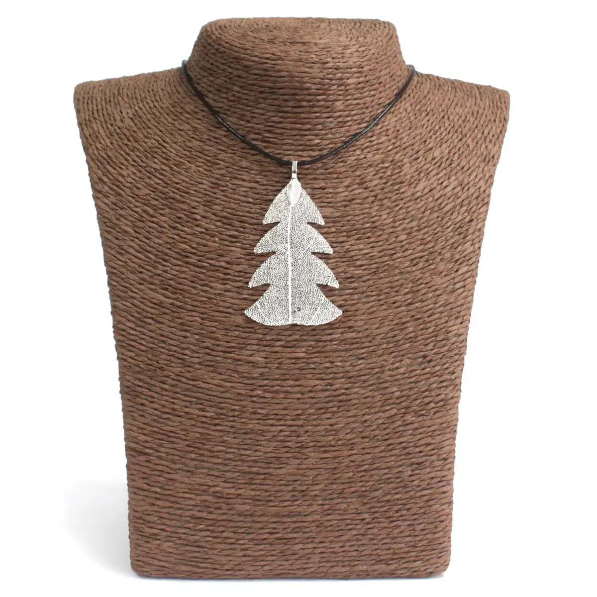 Halsband med äkta blad i silver, Festive Fir - produktbild 3